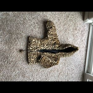 Baby girl reversible pleather/cheetah coat